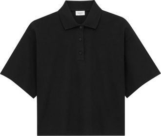 Saint Laurent Zwarte Katoenen Poloshirt - Dames - Polos - Zwart - S - Katoen - Tops