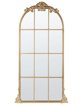 Beliani Specchio Decorativo A Parete Stile Finestra Appeso 66 X 124 Cm Oro Noidan