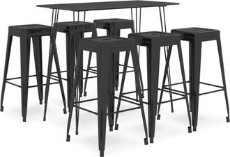 vidaXL 7 Piece Bar Set Black Vidaxl