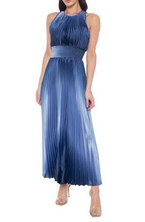 OLEG CASSINI Pleated Ombre Midi Dress in Navy/Periwinkle at Nordstrom Rack, Size X-Large