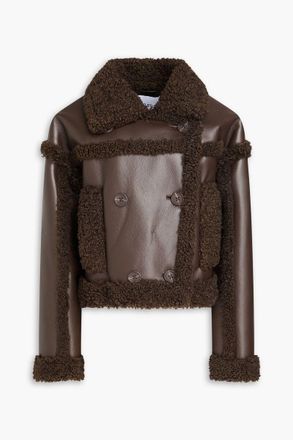 Stand Studio Kristy cropped double-breasted faux shearling jacket - Brown - FR 38
