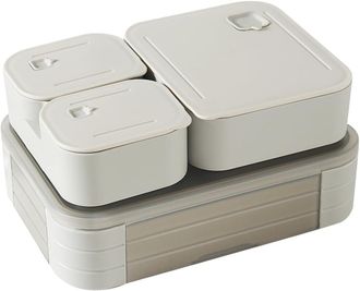 OEM Fiambrera Bento Para Ni&ntilde;os, 1100 Ml - Fiambrera Apilable Con 3 Compartimentos, A Prueba De Fugas, Apta Para Microondas Y Lavavajillas Para La Escuela,