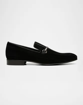 Donald J Pliner Men & apos;s Shawn Velvet Skull-Bit Loafers