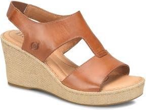 B&oslash;rn Siene Espadrille Wedge Sandal in Brown Leather at Nordstrom Rack, Size 11