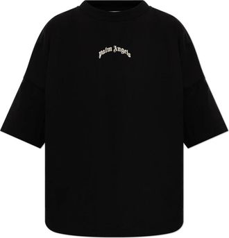 Palm Angels Logo Print T-Shirt - Dames - T-shirts - Zwart - XS - Katoen - Tops