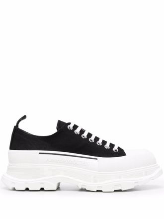 Alexander McQueen BlackWhite Tread Slick Sneakers