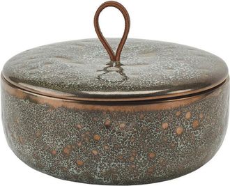 Aquanova Grosse, handgefertigte Design Aufbewahrungsdose Ugo aus Keramik, Vintage Bronze