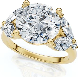 Pompeii3 Certified 2.75-6.75Ct Round Marquise Diamond Engagement Ring 14k Gold Lab Grown