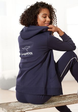 Kangaroos Sweatjacke KANGAROOS, Damen, Gr. 32/34, blau (marine), Interlock, Obermaterial: 60% Baumwolle, 40% Polyester, unifarben, Basic, h&uuml;ftlang, Rippb&uuml;ndchen