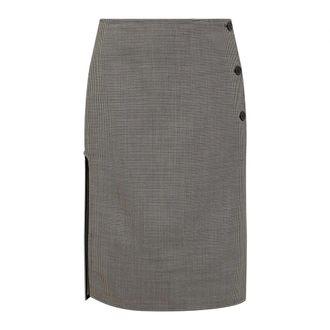 Courr&egrave;ges Midi Skirts, female, Gray, Size: S Oblique Houndstooth Midi Skirt