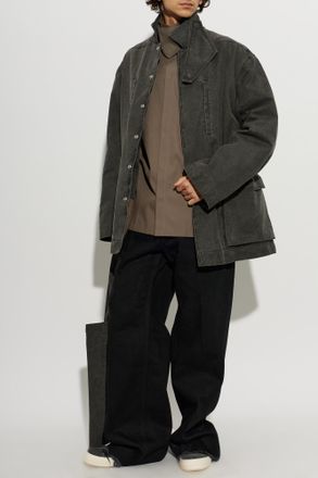 Rick Owens Denim Jacket With Pockets, Mens, Grey