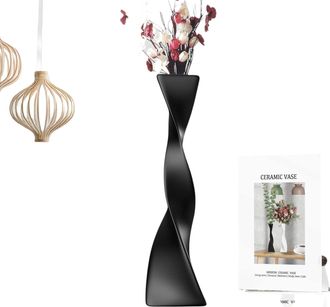 OEM Jarr&oacute;n De Cer&aacute;mica, Dise&ntilde;o Retorcido, Base Triangular, Negro, Decoraci&oacute;n Para Sala De Estar/oficina
