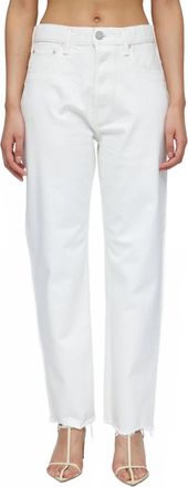 Moussy Aurora Wide Straight Crop Jean In White