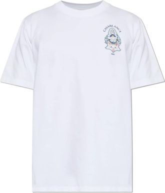 Casablanca Hotel Emblem T-shirt met korte mouwen - Heren - T-shirts - Wit - 2XL - Katoen - Tops