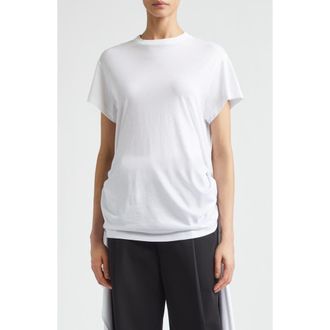 Toteme Tie Waist Jersey T-Shirt in White at Nordstrom, Size X-Small