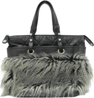 Chanel Pre-owned Paris-Biarritz Fake Fur Calf Tote Bag - Dames - Vintage Handtas - Zwart - ONE Size - Leer - Vintage