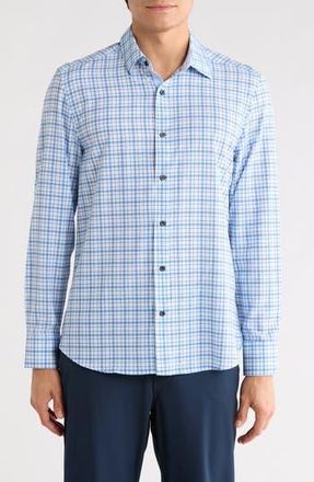 ConStruct Slim Fit Plaid Stretch Button-Up Shirt in Light Blue/Navy at Nordstrom Rack, Size Xx-Large