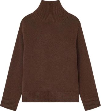 Ganni Wollen en Yak Blend Coltrui - Dames - Coltruien - Bruin - XS - Wol - Truien & Vesten