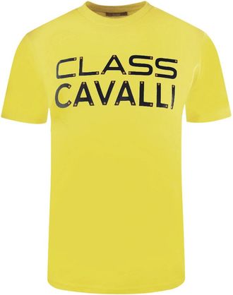 Roberto Cavalli Mens Cavalli Class Bolted Logo Yellow T-Shirt - Size: 40