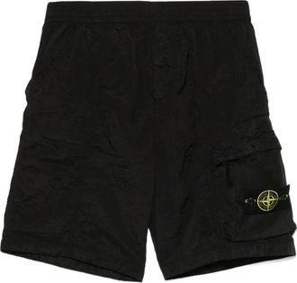 Stone Island Shorts sportivi con applicazione Compass - Nero