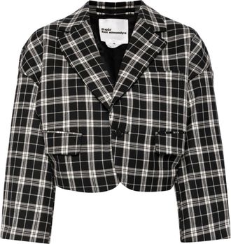 Comme Des Garçons checked cropped blazer - women - Wool/Cupro - M - Black