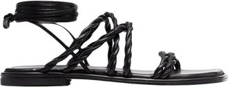 Stuart Weitzman Calypso Lace-Up - Dames - Sandalen - Zwart - 37 EU - Leer - Schoenen