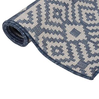 Berkfield Home Outdoor Flatweave Rug 120x170 cm Blue Stripes | Size: 100 cm diameter