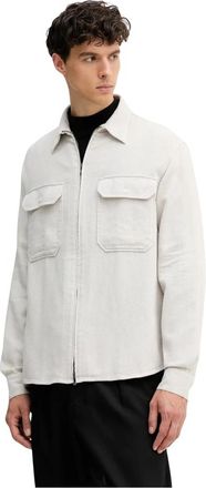 A|X Armani Exchange Katoenen Overshirt - Heren - Zomerjassen - Beige - S - Katoen - Jassen