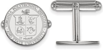 Diamond2Deal Sterling Silver Rhodium-plated Virginia Tech Crest Cuff Links