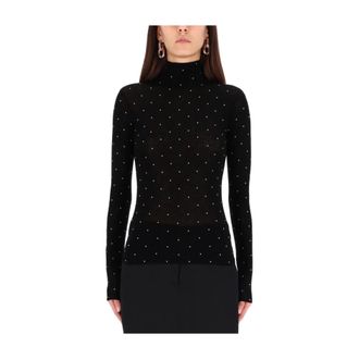 Paco Rabanne Top de cuello alto con tachuelas - Knitwear - Mujer - Negro - L
