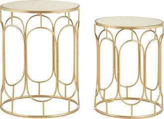 Premier Housewares Avantis Set Of 2 Champagne Metal Side Tables