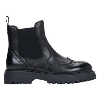 Estro & Luminara Geperforeerde Chelsea Laarzen - Dames - Schoenen - Zwart - Maat: 36 EU Leer