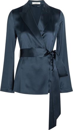 Joseph Archer Belted Wrap Silk Jacket - Indigo - 38 (UK10 / S)