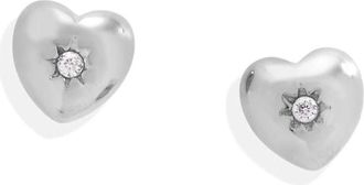 Alex and Ani Puffy Heart Mini Stud Earrings in Silver at Nordstrom