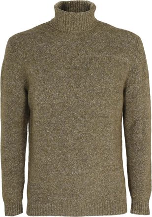 KANGRA Olive Green Textured Alpaca-Blend Turtleneck Sweater