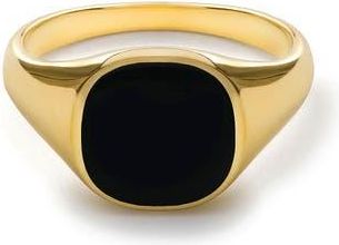 Miansai Mens Olympus Enamel Signet Ring in Gold Vermeil Black at Nordstrom, Size 9