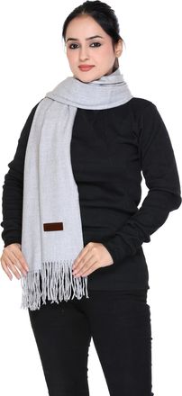 World of Shawls Luxurious Cashmere Feel Shawl Wrap for Women - Soft, Warm, Lightweight & Elegant, Perfect for Winter, Travel, Weddings or Gift (Light Silver)