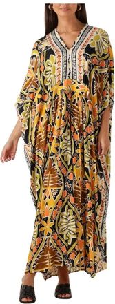 Louizon Kleurrijke Midi Jurk - Dames - Maxi kleedjes - Veelkleurig - S - Kleedjes