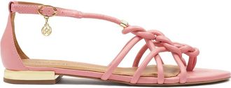 Kazar Roze sandalen met platte gouden hak - Dames - Sandalen - Roze - 37 EU - Leer - Schoenen