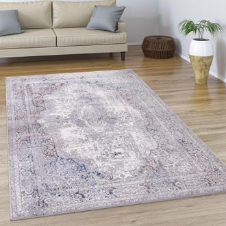 Paco Home Paco Home - Alfombra Sal&oacute;n Pelo Corto Motivo Vintage Abstracto Oriental Moderna Ribete 120x170 Cm, Multicolor 3