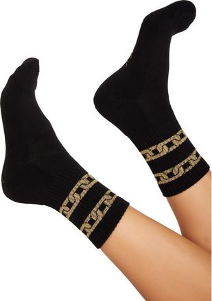 Lauren Moshi Sariah Gold Metallic Chain Midi Socks in Black at Nordstrom
