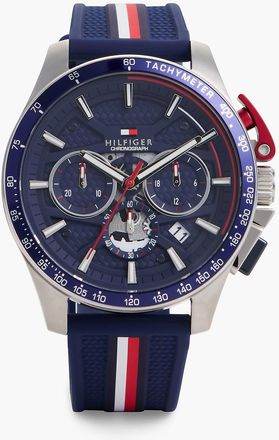 Tommy Hilfiger Mens 44MM Silicone Strap Chronograph Watch - Navy