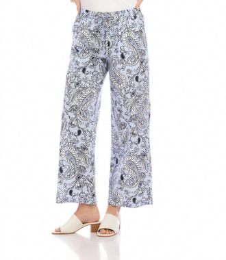 Karen Kane Drawstring Cropped Pants In Paisley
