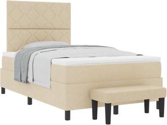 vidaXL Box Spring Bed with Mattress Cream 120 x 190 cm Fabric vidaXL