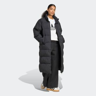 adidas Winterjacke ADIDAS ORIGINALS ADICOLOR LANGER PUFFER AUS KUNSTDAUNEN, Damen, Gr. L, schwarz, Obermaterial: 100% Polyamid, normal, Jacken Winterjacke, L