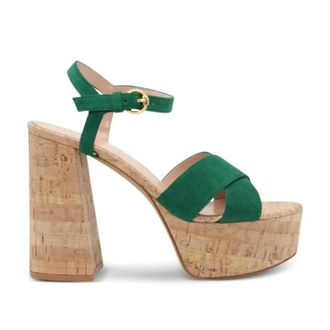 Gianvito Rossi High Heel Sandals, female, Blue, 7 1/2 UK, Beige Cross Strap Platform Sandals