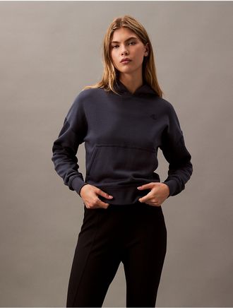 Calvin Klein Womens Archive Logo Fleece Hoodie - Navy - XS