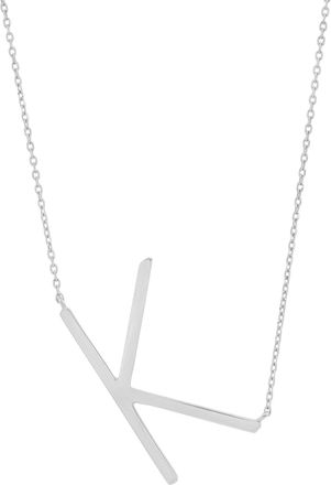 MAX + STONE 10k Yellow or White Gold Large Sideways Block Letter Initial with Cable Chain