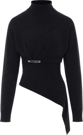 Lanvin Wool and Cashmere Sweater - Dames - Coltruien - Zwart - M - Wol - Truien & Vesten