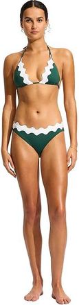 Seafolly Gia Ric Rac Hipster Pants Womens Swimwear Evergreen : AUS 14 (US Womens 10), Elastane/Nylon